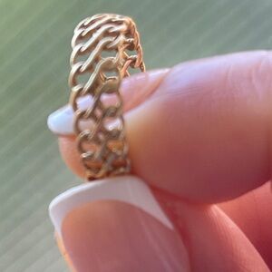 18K gold double link ring Sz 6